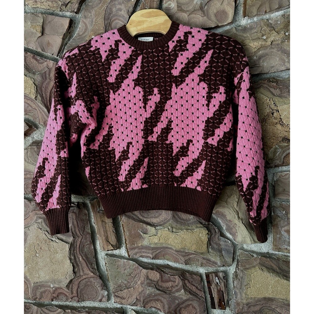 BOHME LONG SLEEVE SWEATER WOMENS Small Felicity abstract print pink‎ overiszed - Picture 11 of 14